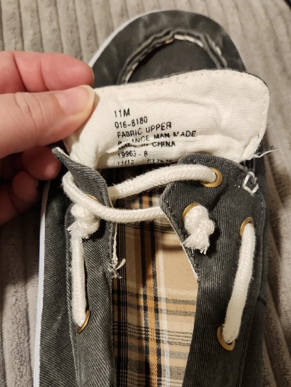 St. John's Bay Gray Canvas Boat Shoes with White Laces